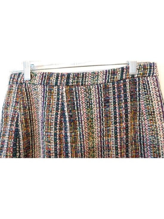 Maeve Anthropologie Skirt Sz 6 Multicolor Tweed Fringe Hem Boho Textured Pencil - Picture 3 of 5